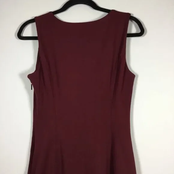 DKNY Burgundy Closet Staple Minimalist Classic Formal Sleeveless Dress Size 4 - Picture 8 of 9